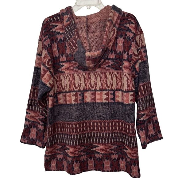 STYLE NEW YORK Button Neck Hoodie Women Medium Multicolor Asian Boho Streetwear - Picture 7 of 15